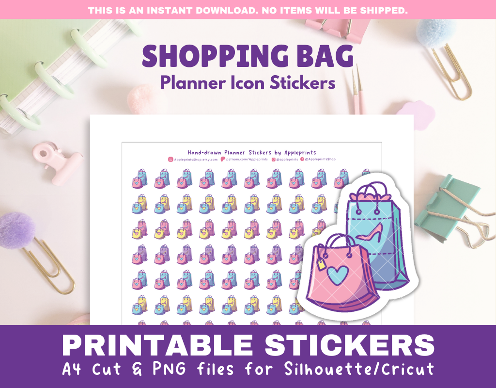 Shopping Day Icon - A4 Printable Planner Stickers