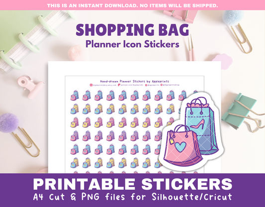 Shopping Day Icon - A4 Printable Planner Stickers