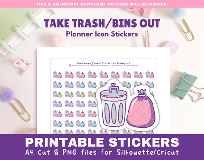 Take out Bins Icon - A4 Printable Planner Stickers