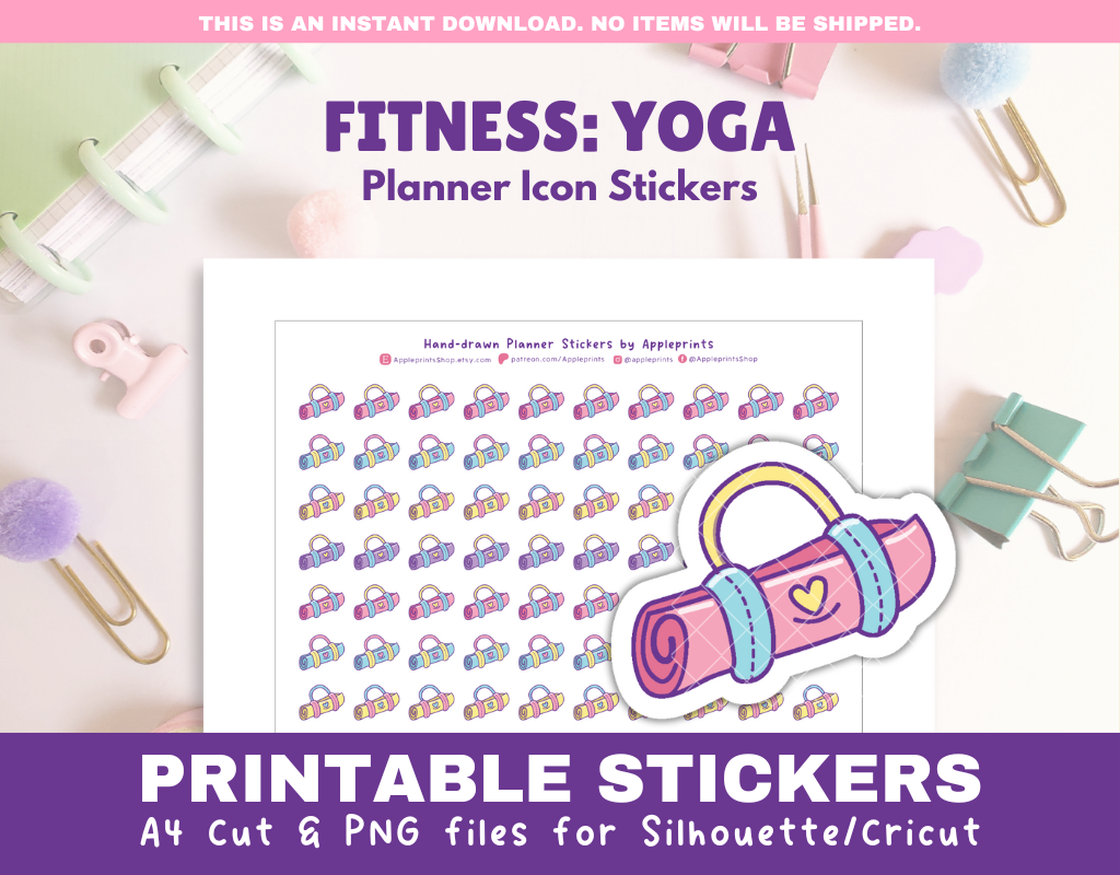 Yoga Mat Icon - A4 Printable Planner Stickers