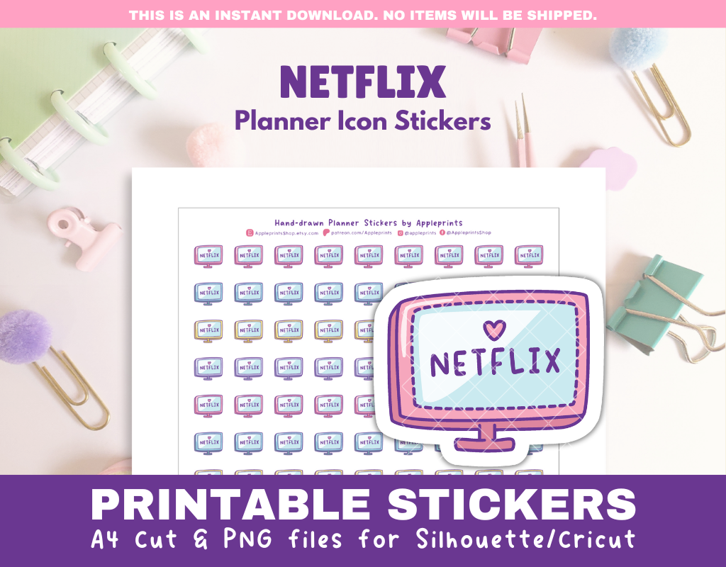 Netflix Icon - A4 Printable Planner Stickers