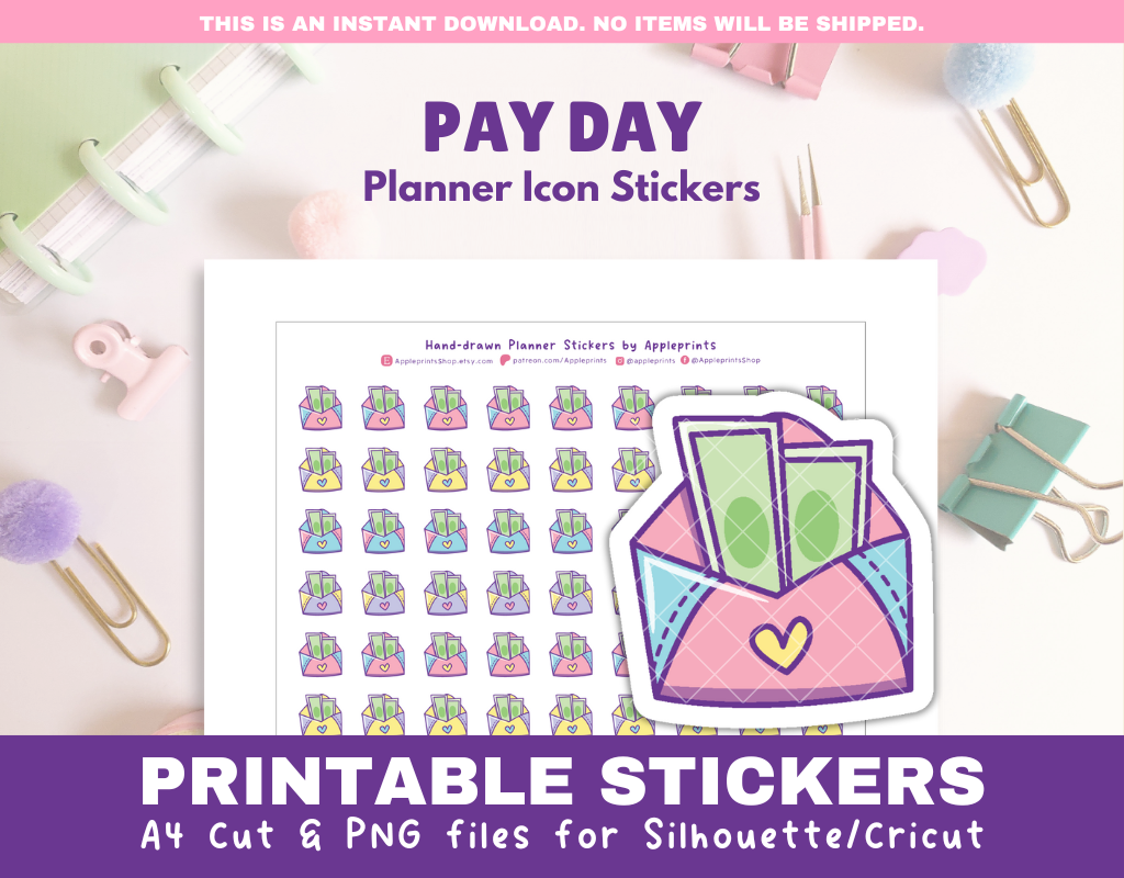 Pay Day Reminder Icon - A4 Printable Planner Stickers