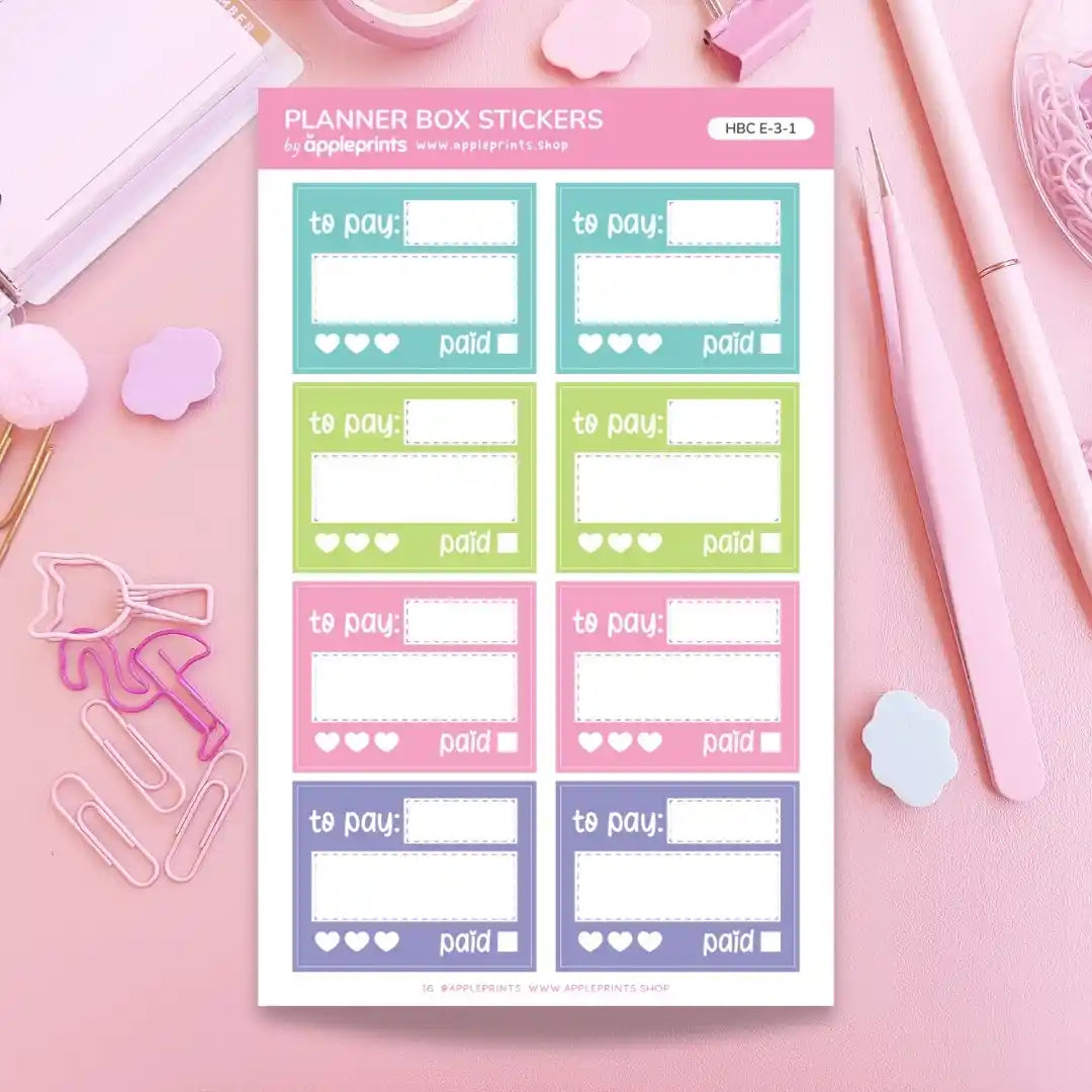 Bill Tracker | Functional Planner Stickers