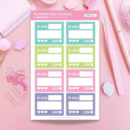 Bill Tracker | Functional Box Planner Stickers