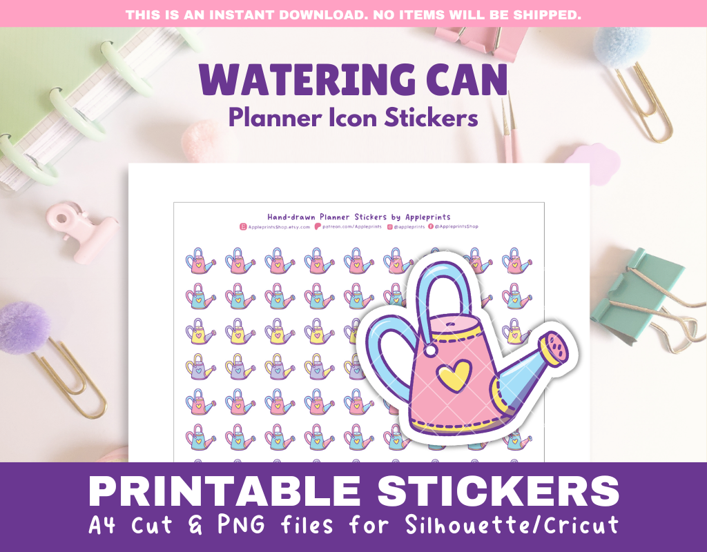 Water Plants Icon - A4 Printable Planner Stickers