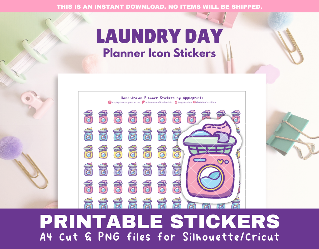 Laundry Icon - A4 Printable Planner Stickers