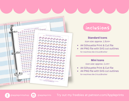 Yoga Mat Icon - A4 Printable Planner Stickers