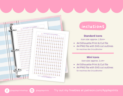 Broom Stick Icon - A4 Printable Planner Stickers