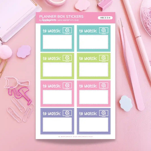 Movie / TV Show Tracker | Functional Box Planner Stickers