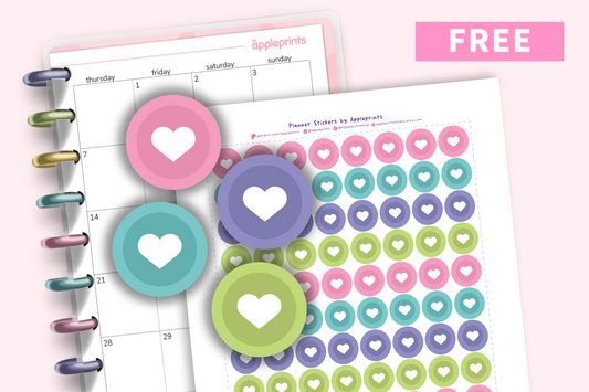 FREE Heart Disc Printable A4 Planner Stickers