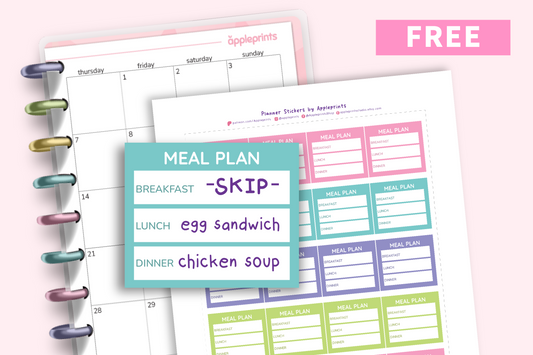 FREE Meal Planner Printable A4 Planner Stickers