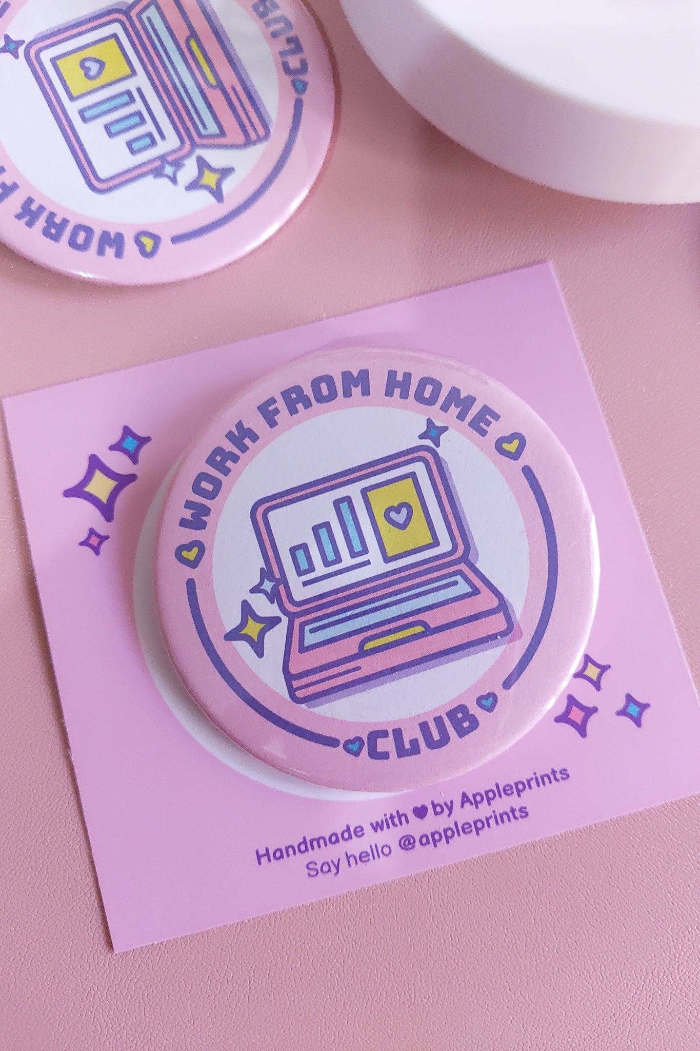 Work from Home Club 2.22" Metal Back Button Pin