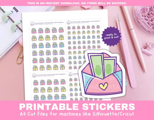 Payday Work & Finance Printable Planner Icons Functional Stickers for Cricut & Silhouette Print and Cut