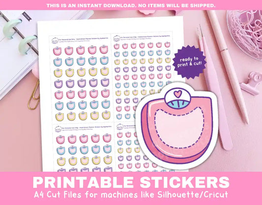 Weight Tracker Health & Fitness Printable Planner Icons Functional Stickers for Cricut & Silhouette Print and Cut