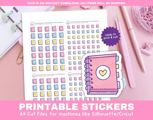Coiled Planner Printable Planner Icons Functional Stickers for Cricut & Silhouette Print and Cut