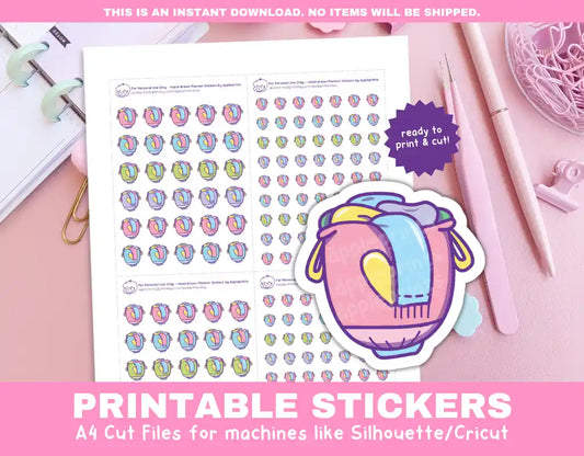 Laundry Basket Printable Planner Icons Functional Stickers for Cricut & Silhouette Print and Cut
