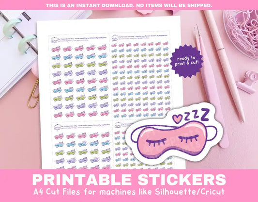 Nap Time Printable Planner Icons Functional Stickers for Cricut & Silhouette Print and Cut