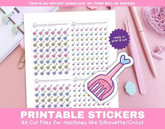 Cat Litter Scoop Printable Planner Icons Functional Stickers for Cricut & Silhouette Print and Cut