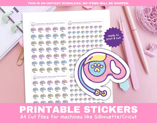 Walk Pet Printable Planner Icons Functional Stickers for Cricut & Silhouette Print and Cut