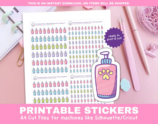 Bathe Pet Printable Planner Icons Functional Stickers for Cricut & Silhouette Print and Cut