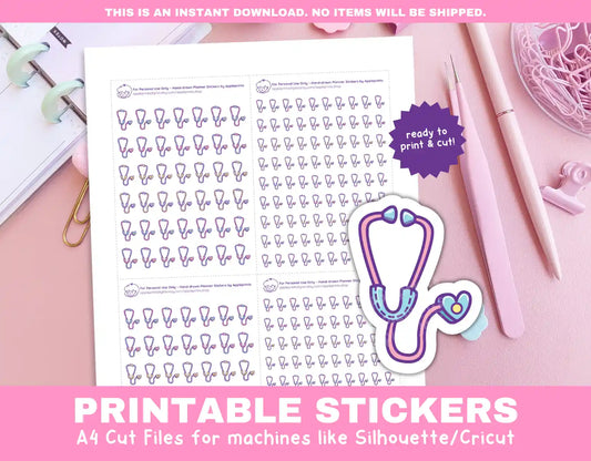 Doctors Appointment Planner Icons Functional Stickers for Cricut & Silhouette Print and Cut