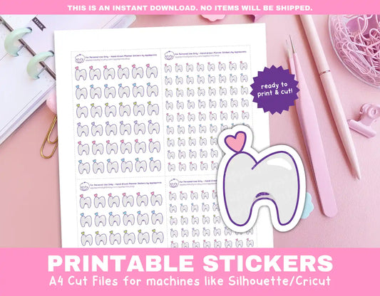Dentist Appointment Planner Icons Functional Stickers for Cricut & Silhouette Print and Cut