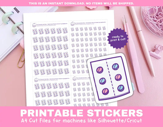Medicine Tablets Planner Icons Functional Stickers for Cricut & Silhouette Print and Cut