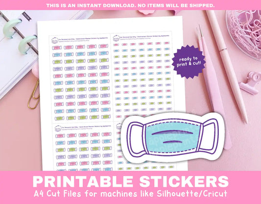 Surgical Mask Planner Icons Functional Stickers for Cricut & Silhouette Print and Cut