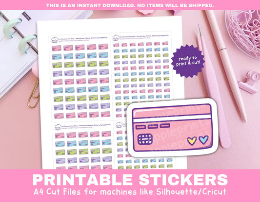 Credit Card Planner Icons Functional Stickers for Cricut & Silhouette Print and Cut