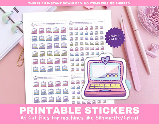Laptop Work & School Planner Icons Functional Stickers for Cricut & Silhouette Print and Cut