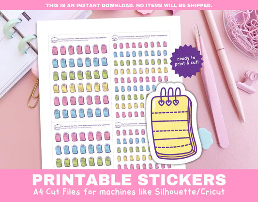 Notepad Planner Icons Functional Stickers for Cricut & Silhouette Print and Cut