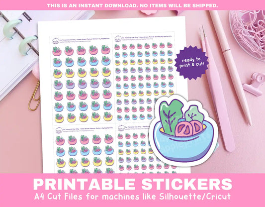 Healthy Salad Planner Icons Functional Stickers for Cricut & Silhouette Print and Cut