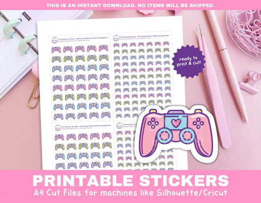 Gaming Controller Planner Icons Functional Stickers for Cricut & Silhouette Print and Cut