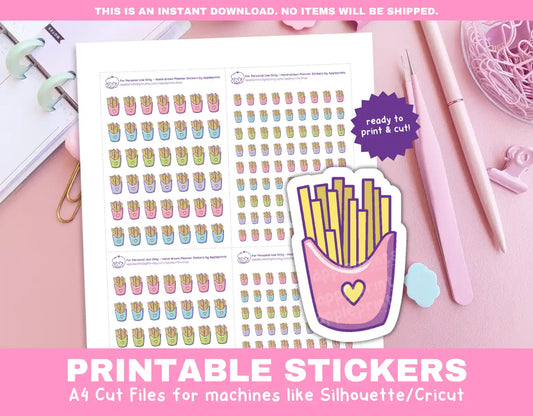 Fries / Chips Planner Icons Functional Stickers for Cricut & Silhouette Print and Cut