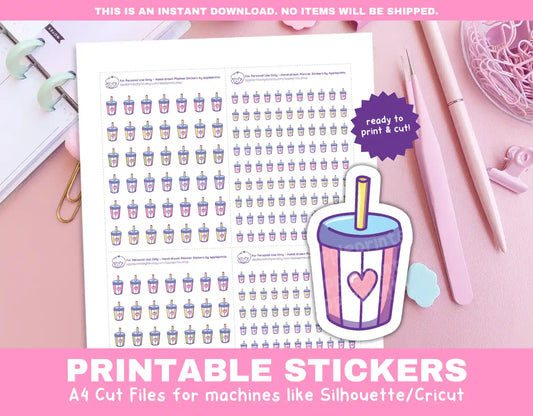 Soda Planner Icons Functional Stickers for Cricut & Silhouette Print and Cut
