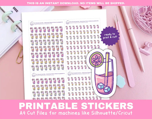 Citrus Fruit Juice Planner Icons Functional Stickers for Cricut & Silhouette Print and Cut