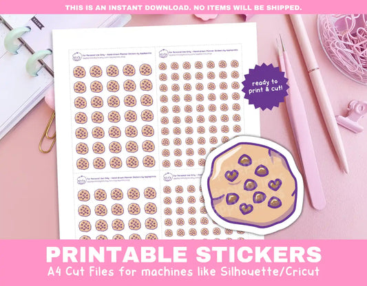 Chocolate Chip Cookie Planner Icons Functional Stickers for Cricut & Silhouette Print and Cut