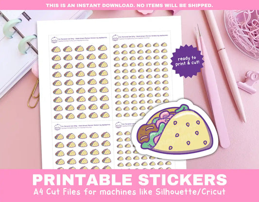 Taco Planner Icons Functional Stickers for Cricut & Silhouette Print and Cut