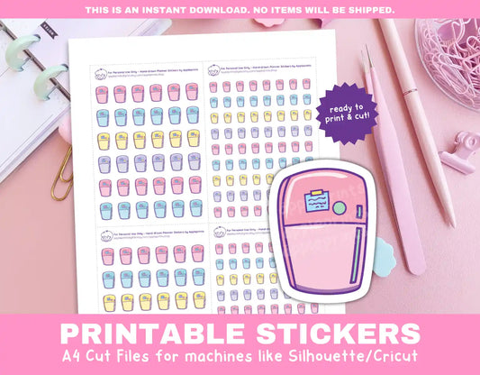 Clean Fridge Planner Icons Functional Stickers for Cricut & Silhouette Print and Cut