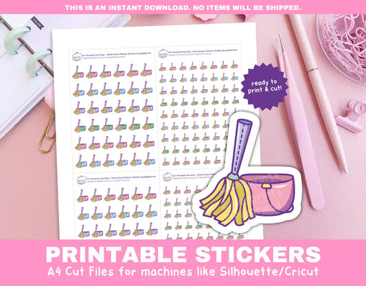 Mop Floor Planner Icons Functional Stickers for Cricut & Silhouette Print and Cut