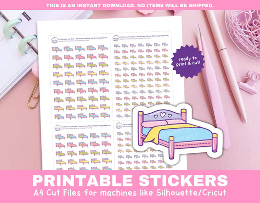 Make Bed Planner Icons Functional Stickers for Cricut & Silhouette Print and Cut