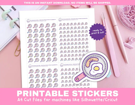 Make Breakfast Planner Icons Functional Stickers for Cricut & Silhouette Print and Cut