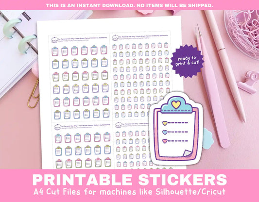 Clipboard Planner Planner Icons Functional Stickers for Cricut & Silhouette Print and Cut