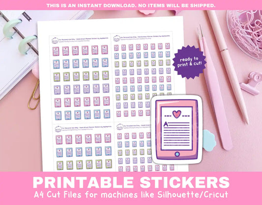 eBook Reader Planner Icons Functional Stickers for Cricut & Silhouette Print and Cut
