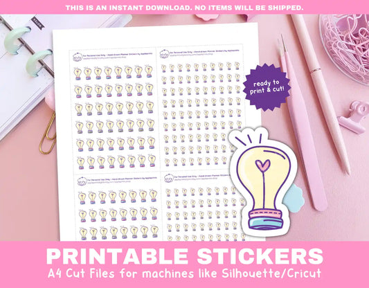 Change Light Bulb Planner Icons Functional Stickers for Cricut & Silhouette Print and Cut