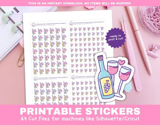 Date Night Planner Icons Functional Stickers for Cricut & Silhouette Print and Cut