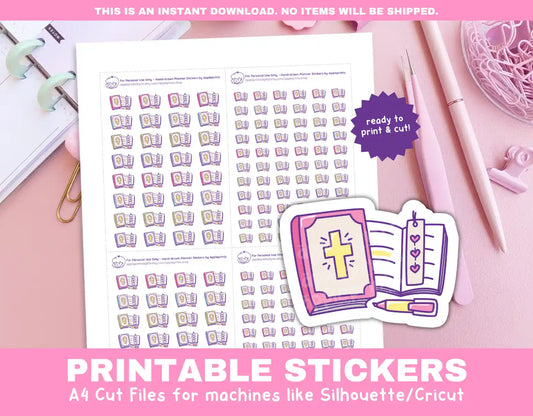 Bible Study Session Planner Icons Functional Stickers for Cricut & Silhouette Print and Cut