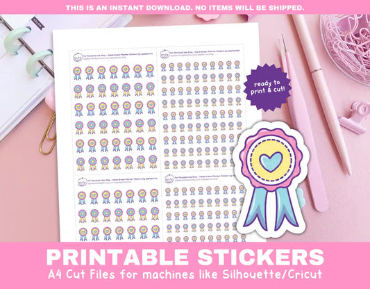 Medal Planner Icons Functional Stickers for Cricut & Silhouette Print and Cut