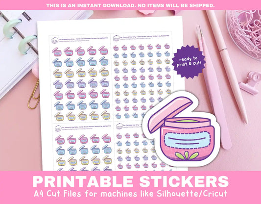 Skincare Cream Planner Icons Functional Stickers for Cricut & Silhouette Print and Cut