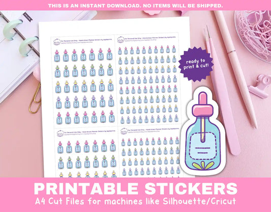 Skincare Serum Planner Icons Functional Stickers for Cricut & Silhouette Print and Cut